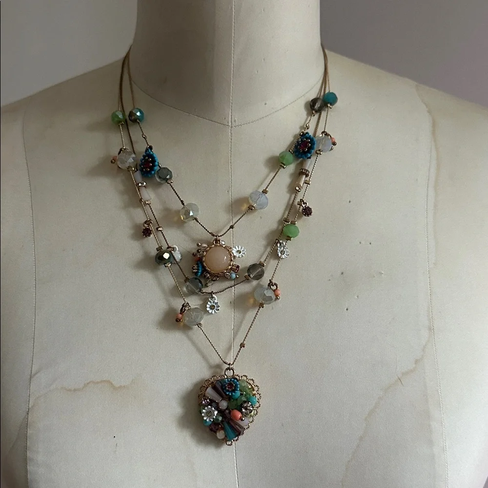 Betsey Johnson Multicolor Beaded Gold-Tone Layered Necklace. New without tags - Picture 11 of 12